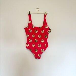 Stylish Red Graphic One Piece Swimsuit